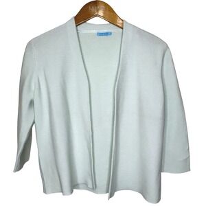 J. McLaughlin Cropped Open Front Cardigan Ribbed Medium Light Green